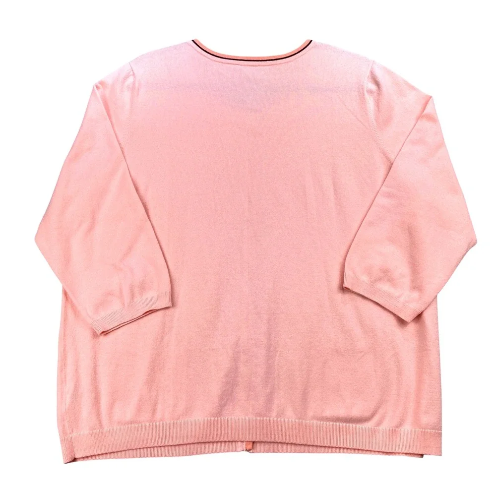 Talbots Woman‎ 2X Cardigan Sweater Pima Cotton Blend Pink Trim Detail NWT